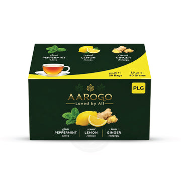 AAROGO PEPPERMINT , LEMON & GINGER TEA BAGS ( 20 PCS)