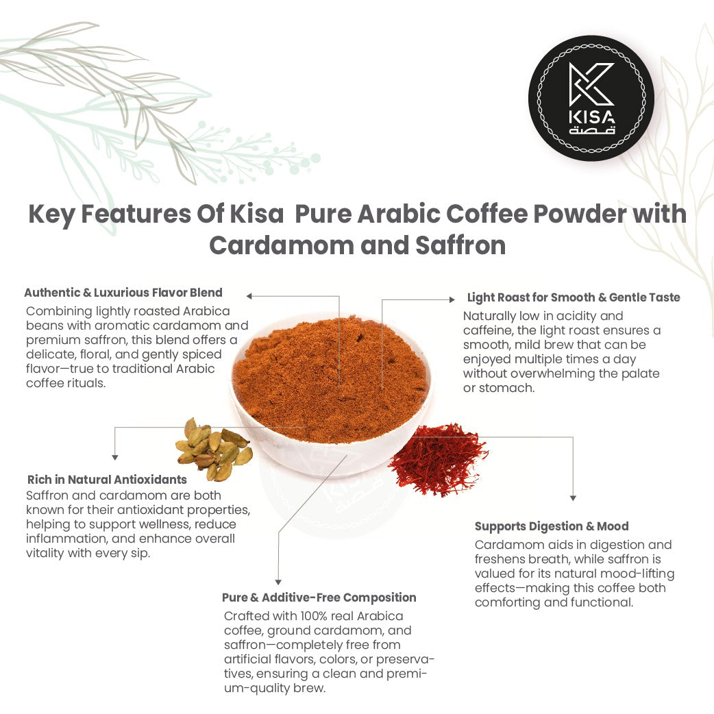 ARABIC COFFEE POWDER - ARABICA / GAHWA ARABICA - CARDAMOM & SAFFRON