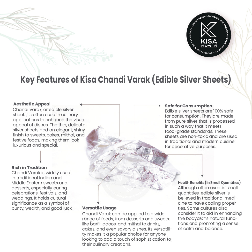 Varak Silver CHANDI VARAK - EDIBLE GRADE SILVER FOIL (10 pcs) – Kisa Flour Mills