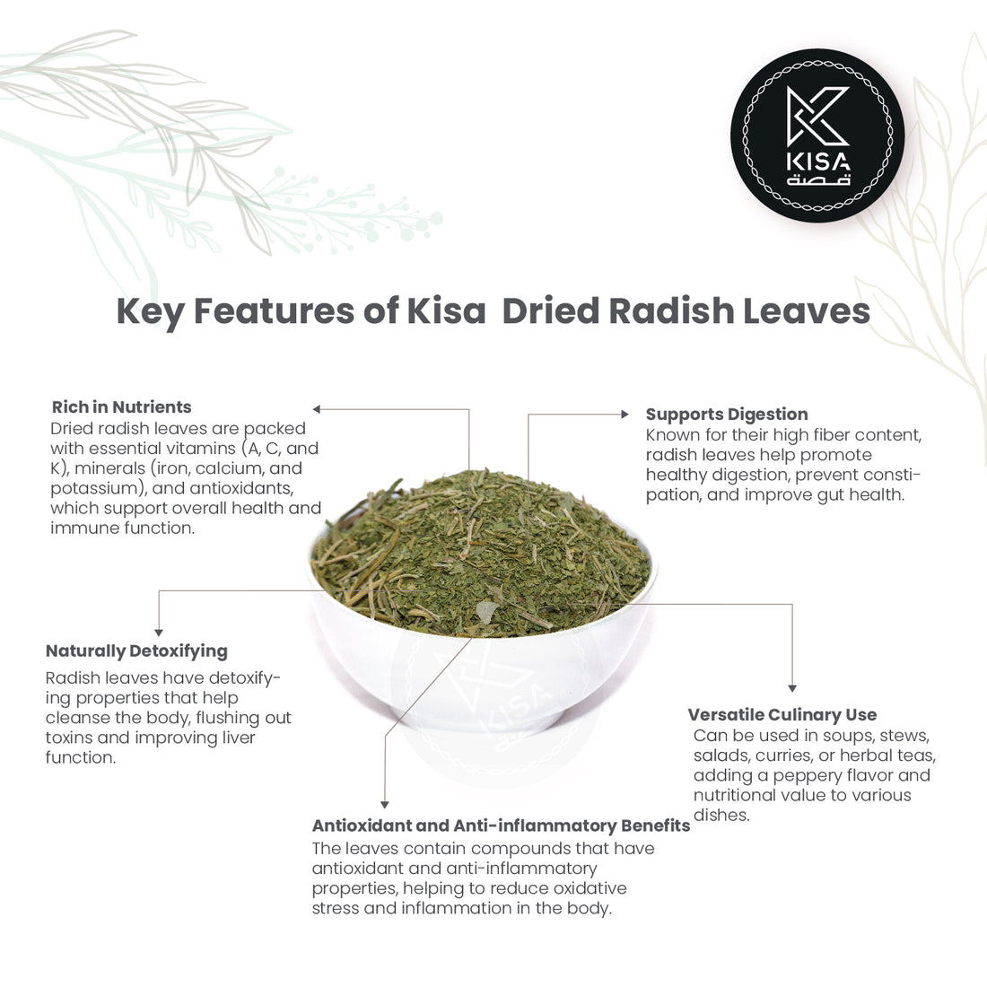 DRIED RADISH LEAVES POWDER  / TURNIP GREENS POWDER / RAPHANUS SATIVUS LEAVES