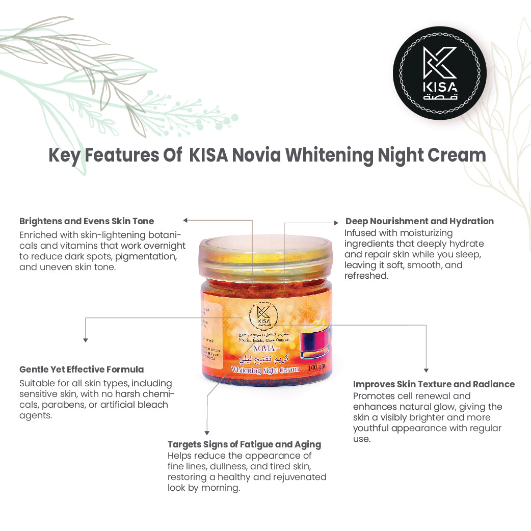 KISA NOVIA NATURAL HERBAL WHITENING NIGHT CREAM - 100 GM