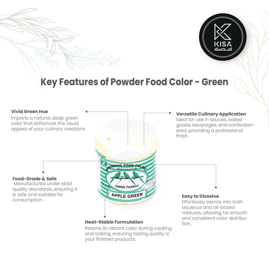 FOOD COLOUR POWDER - GREEN 100 gm (PARROT)