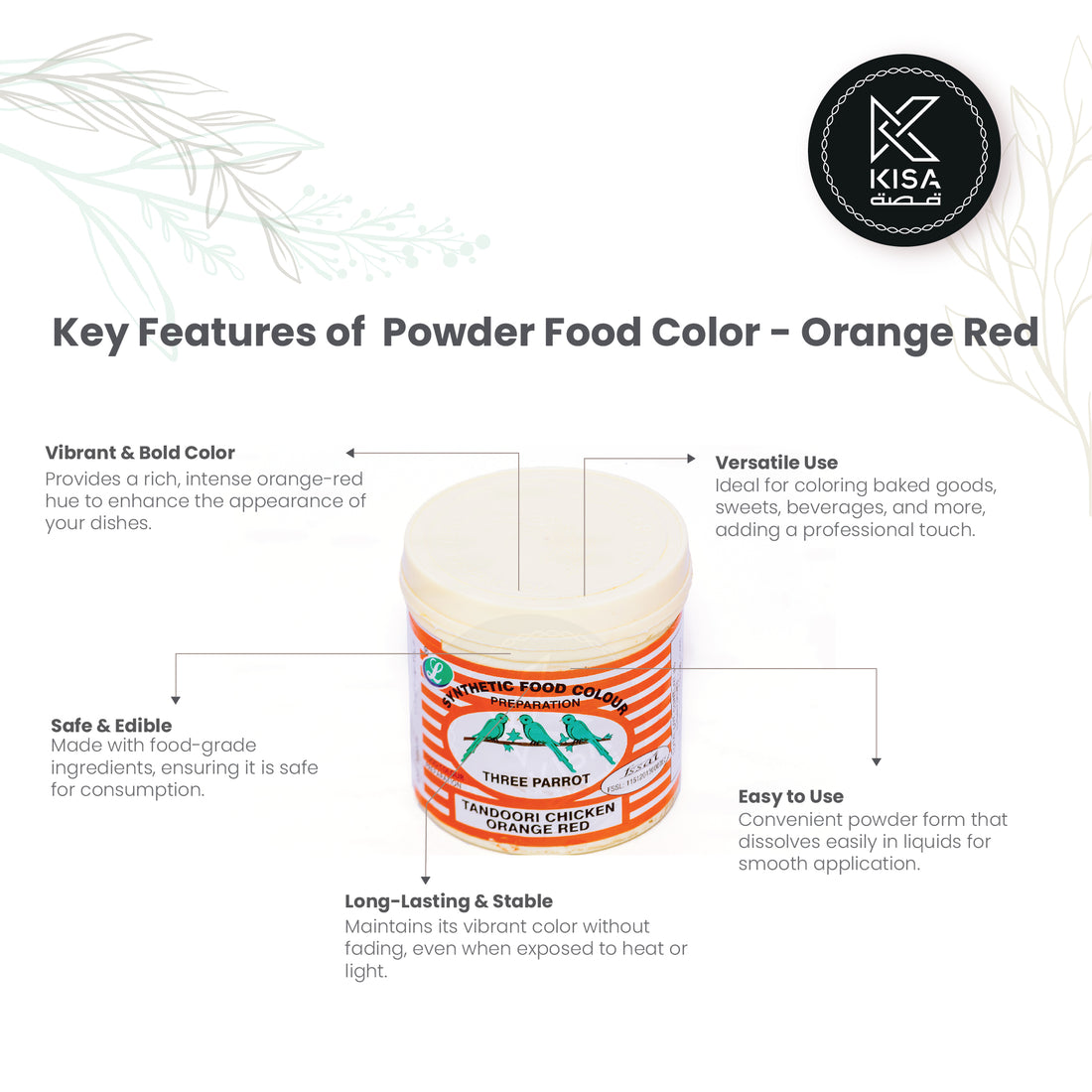 FOOD COLOR POWDER- ORANGE RED 100 gm (PARROT)