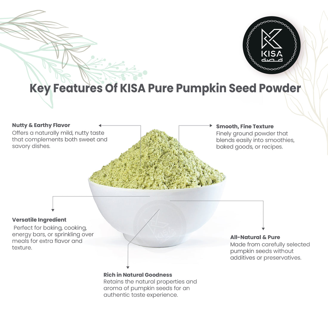 KISA PURE PUMPKIN SEED KERNAL POWDER / PUMPKIN SEED FLOUR