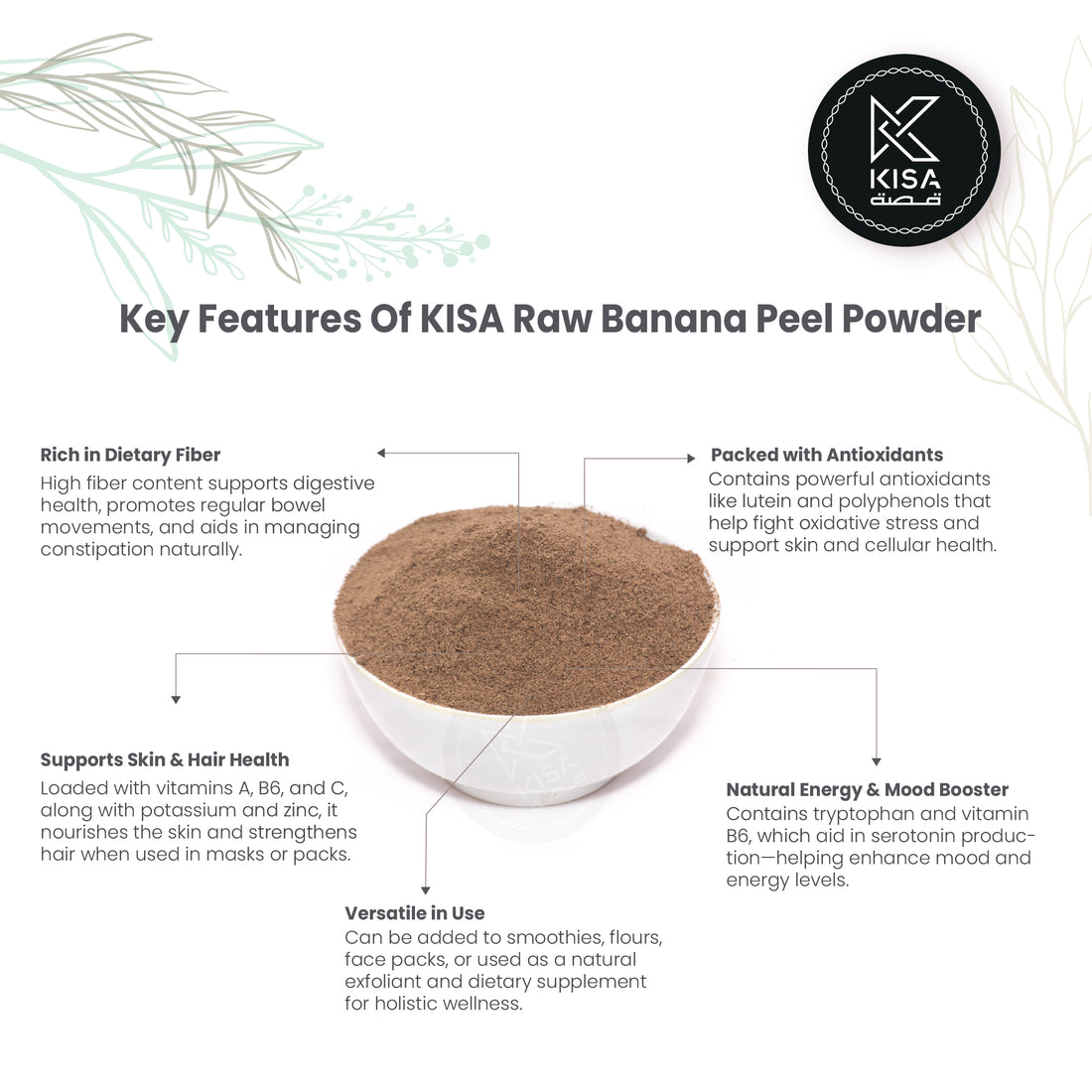 KISA PURE RAW BANANA PEEL POWDER
