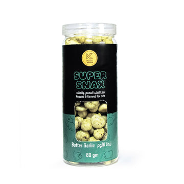 KISA SUPER SNAX -ROASTED & FLAVOURED FOXNUTS - BUTTER GARLIC 80 GM