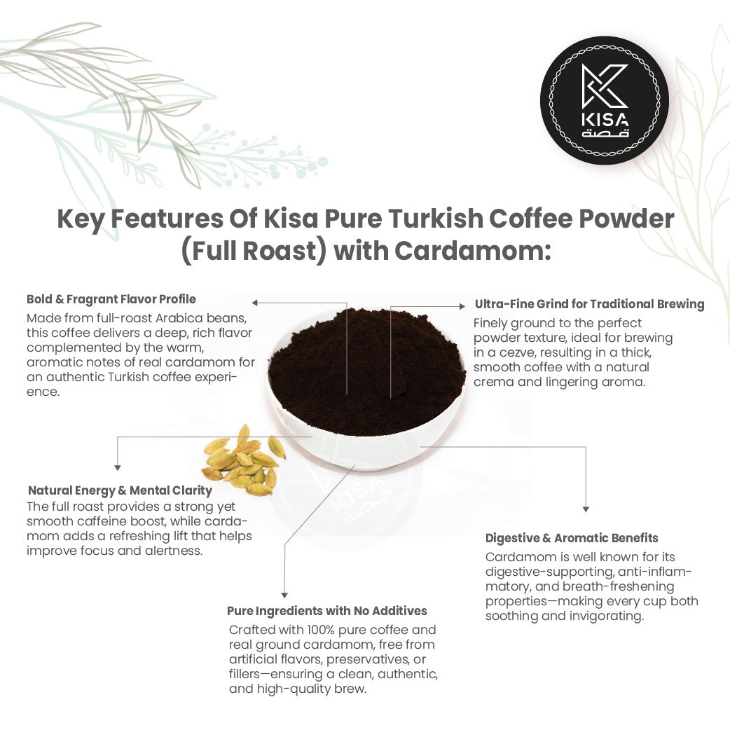 TURKISH COFFEE POWDER-TURKISH DARK (FULL ROAST) WITH CARDAMOM