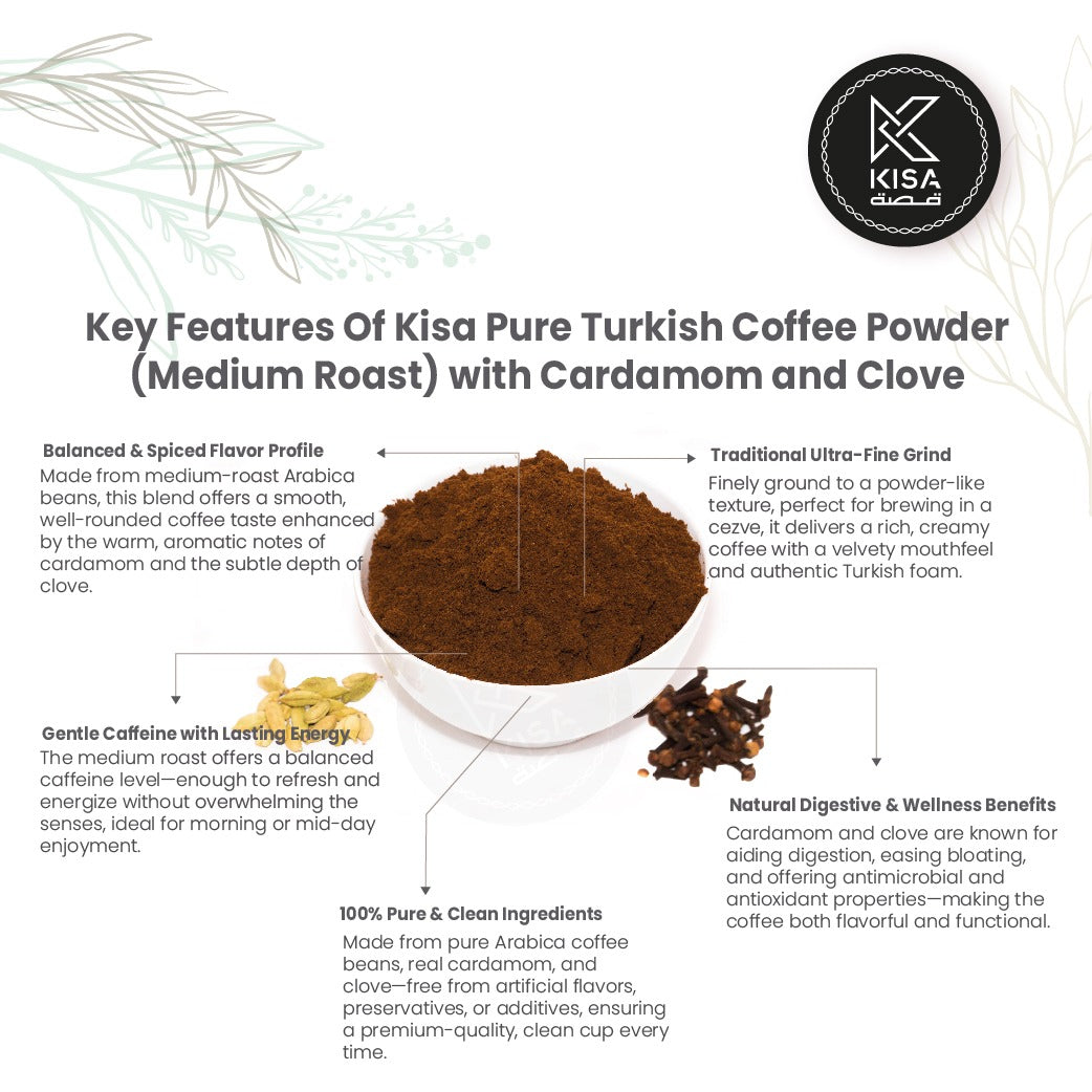 TURKISH COFFEE POWDER-TURKISH (MEDIUM ROAST) WITH CARDAMOM & CLOVE