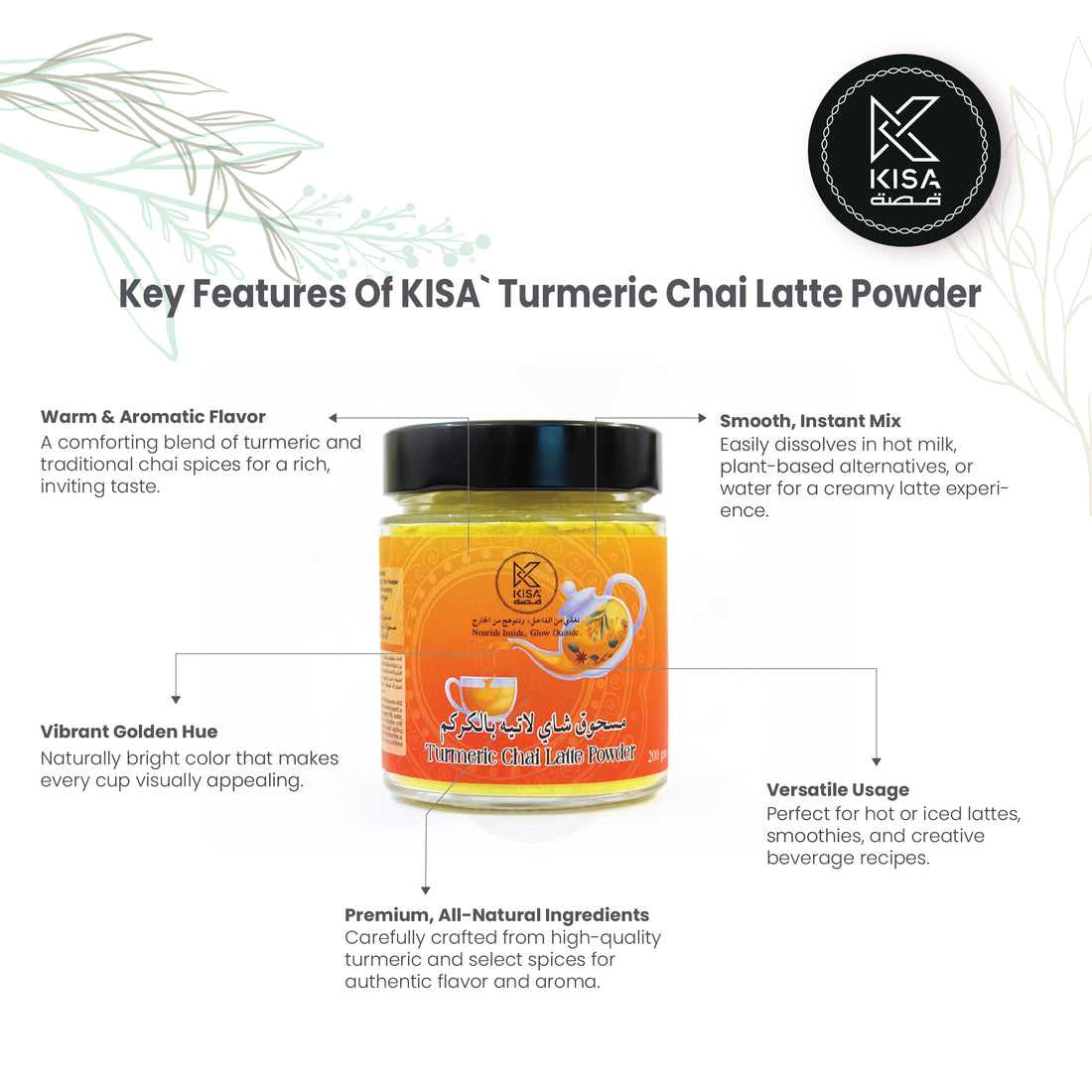 KISA TURMERIC CHAI LATTE POWDER - 200 GMS