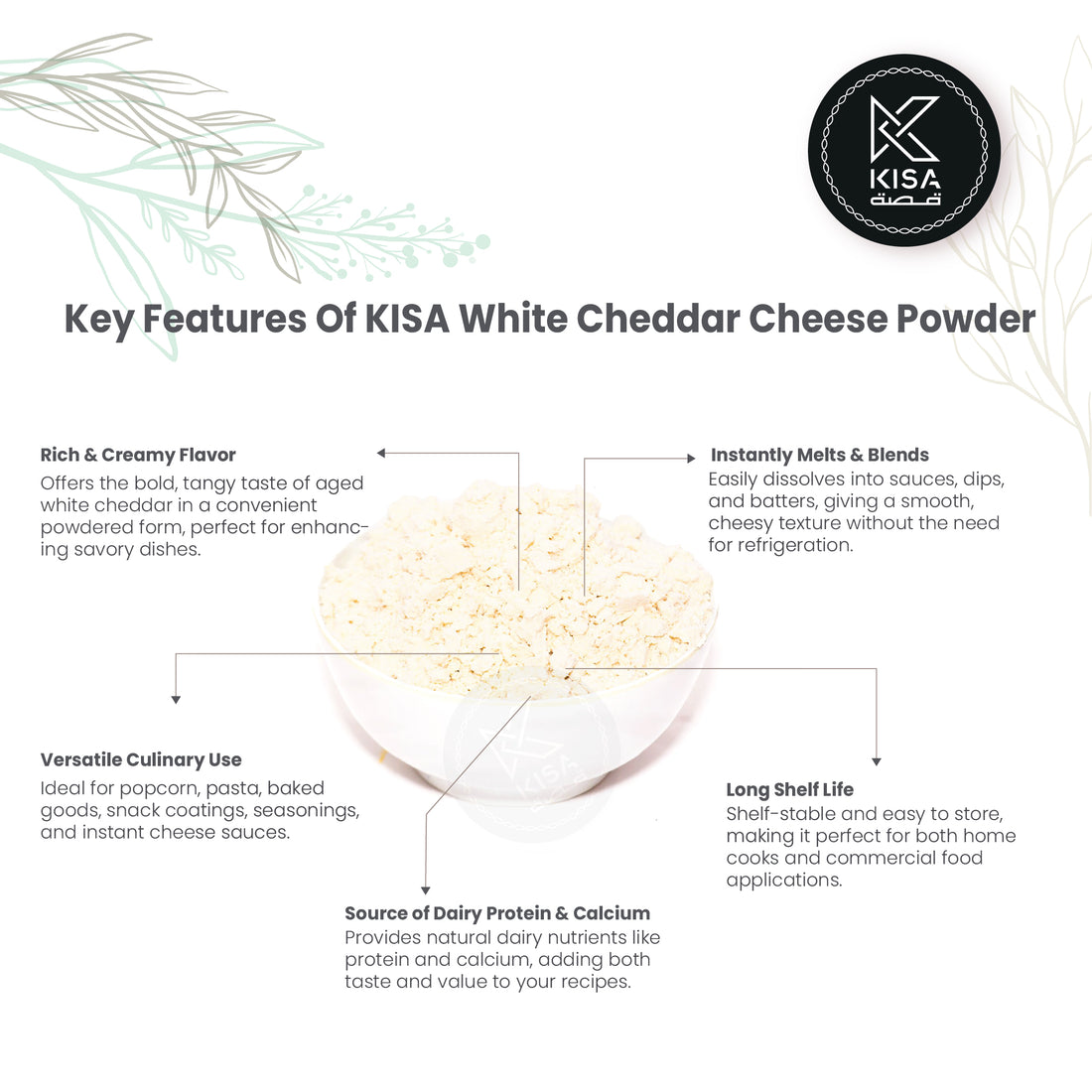 KISA CHEDDAR CHEESE POWDER - WHITE